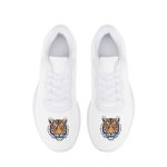 All-White Mesh Sneakers with Tiger Head Accents