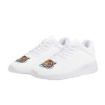 All-White Mesh Sneakers with Tiger Head Accents